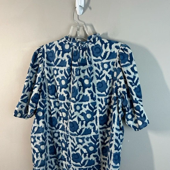 Apiece Apart Lumina Popover Batik Floral Indigo Hand Dyed Cotton Oversized SizeL - Picture 15 of 16